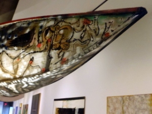 Art under a canoe